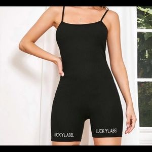 Black cute casual cotton romper